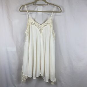 Audrey Lace trim Tunic Dress Top Medium Cottagecore Fairy Boho Romantic white